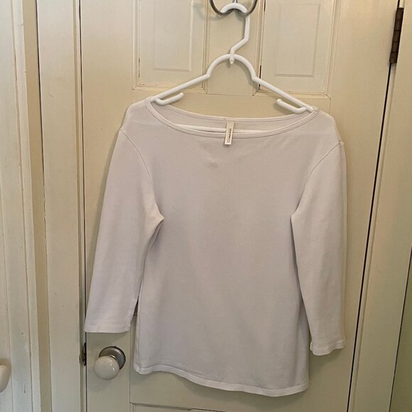 White 3/4 Sleeve Cotton Blend Top (L) - Picture 2 of 11